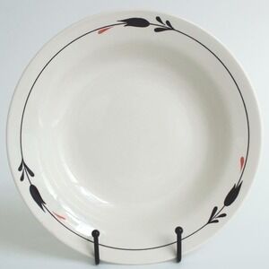 Oxford‎ Brazil Floral Vine Ceramic Soup Pasta Bowl Cream Black Coral 9 Inch